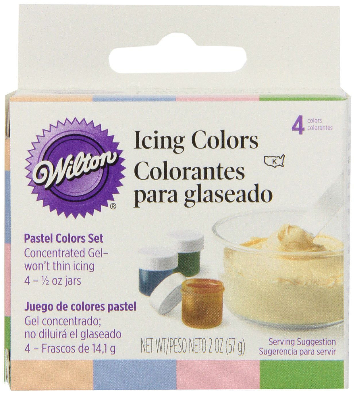 Set de colorantes para glaseado o fondant 4 colores pastel